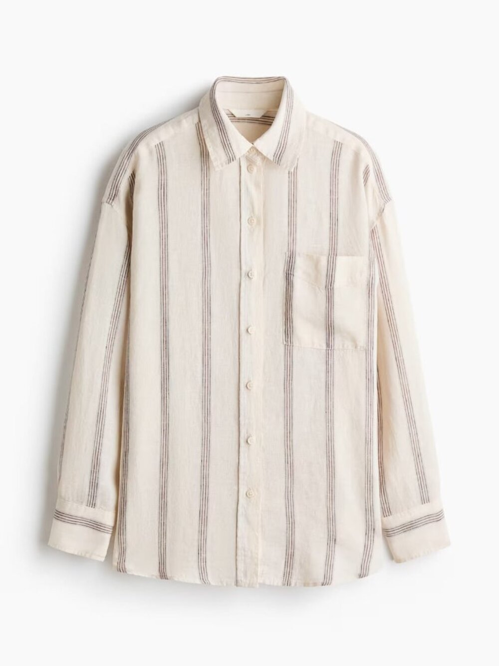NWT H&M Oversized Linen Shirt, Light Beige Striped